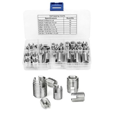 50 Piece Stainless Steel Self-Tapping Thread Inserts M3-M16 For Heavy Duty Use