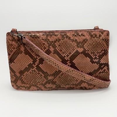 VTG 90s/Y2K Furla Pink Snake Skin Small Rectangle Clutch Shoulder Bag Italy