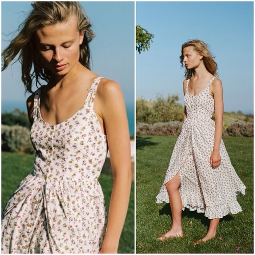 Christy Dawn Nicks Cotton Dress Cream Garden Size M