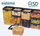 Sistema Tritan Square Ultra Canister Clear Black Glass Plastic Storage Container