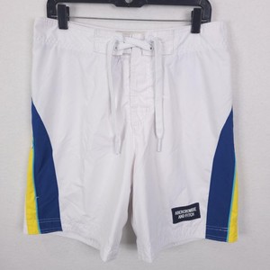 Abercrombie & Fitch Board Shorts Mens Small White Colorblock Swim Trunks