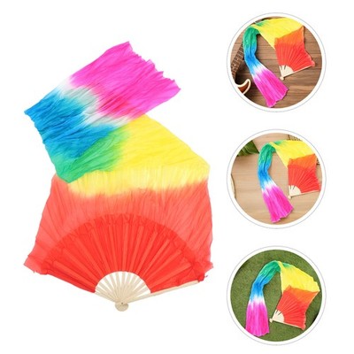 2pcs Colorful Gradient Dancing Fan: Belly Dance Accessory - Multi-Color