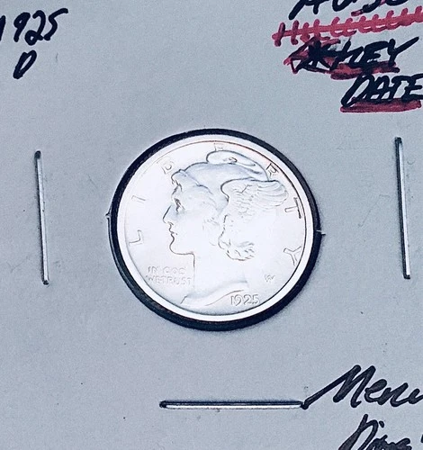 1925-D Denver Mint Mercury Dime, Superb Gem AU+++, RARE This Nice!