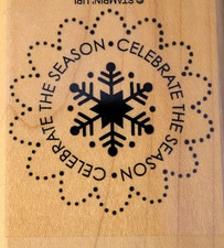 TIS THE SEASON, CELEBRATE, WINTER CHRISTMAS Rubber Stamp