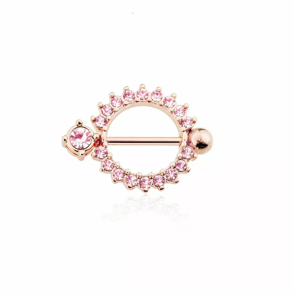 Anéis de proteção de mamilo redondos pavimentados aço cirúrgico 14ga - Vendido como um par - Imagem 3 de 4