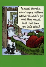 Santa Mob of Angry Children Funny Bizarro Box of 12 Christmas Cards