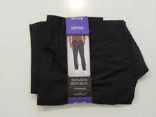 BANANA REPUBLIC Mens Black Flat Front Pants Slim Fit Size 36 W 32 L NWT