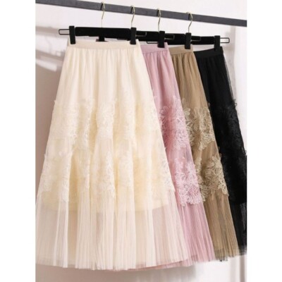 Vielseitiger Midi-Damenrock aus Spitze & Tüll stylisch bequem & schick - SK210