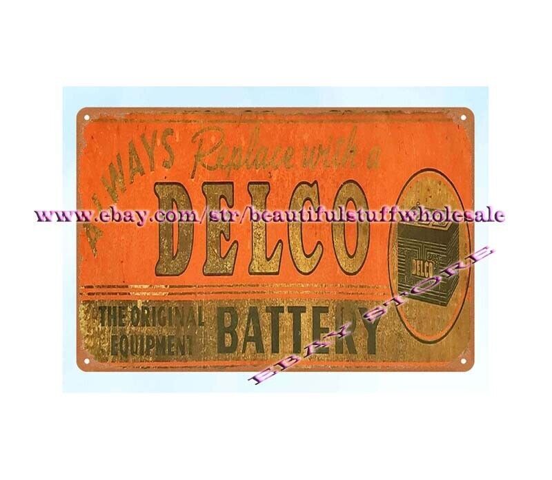 Vintage Garage Workshop Battery Rack Tin Sign for Wall Decor in Pub Cafe or Home