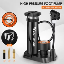 Bike Motorcycle Pump Aluminum Alloy Cycling Floor Pump Tire Inflator with Gauge