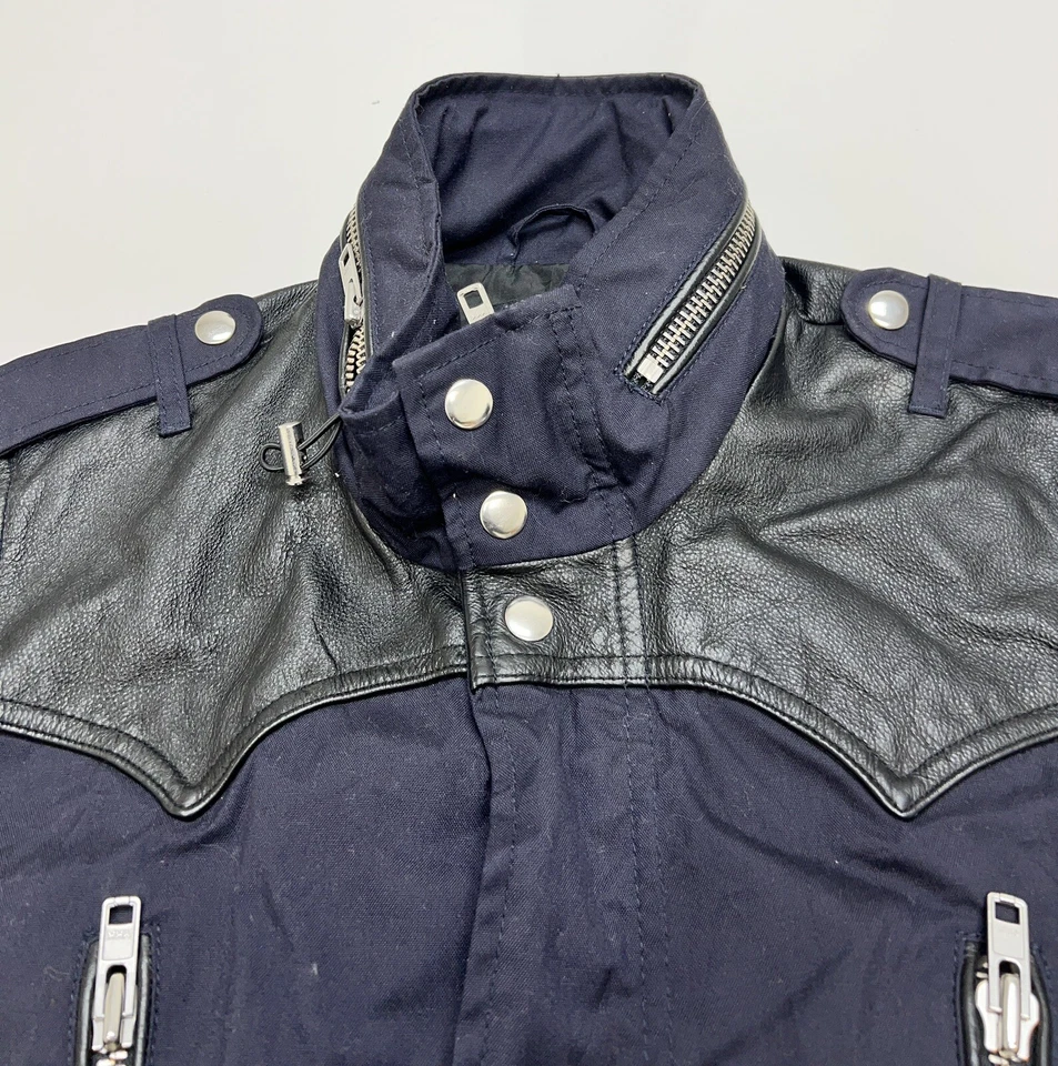 The Kooples Jacket Canvas Leather Accent Navy Full Zip Pockets Men’s S - Image 4 of 4