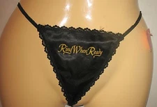 MICHELE LAURENT - NEW - BLACK  - THONG  PANTY  - OSFA - " RING WHEN READY "