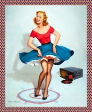 8881.Decoration Poster.Home room interior print.Sexy Pinup Record player.Decor