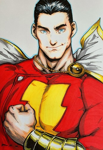Shazam fan art,drawing,markers,comics,manga,painting