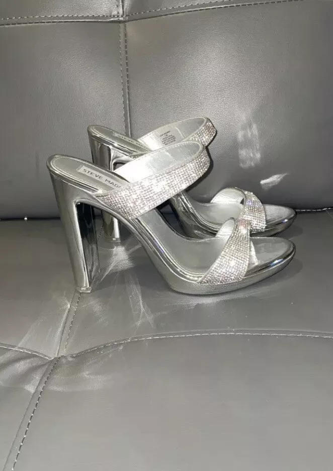 Steve madden silver clearance block heels
