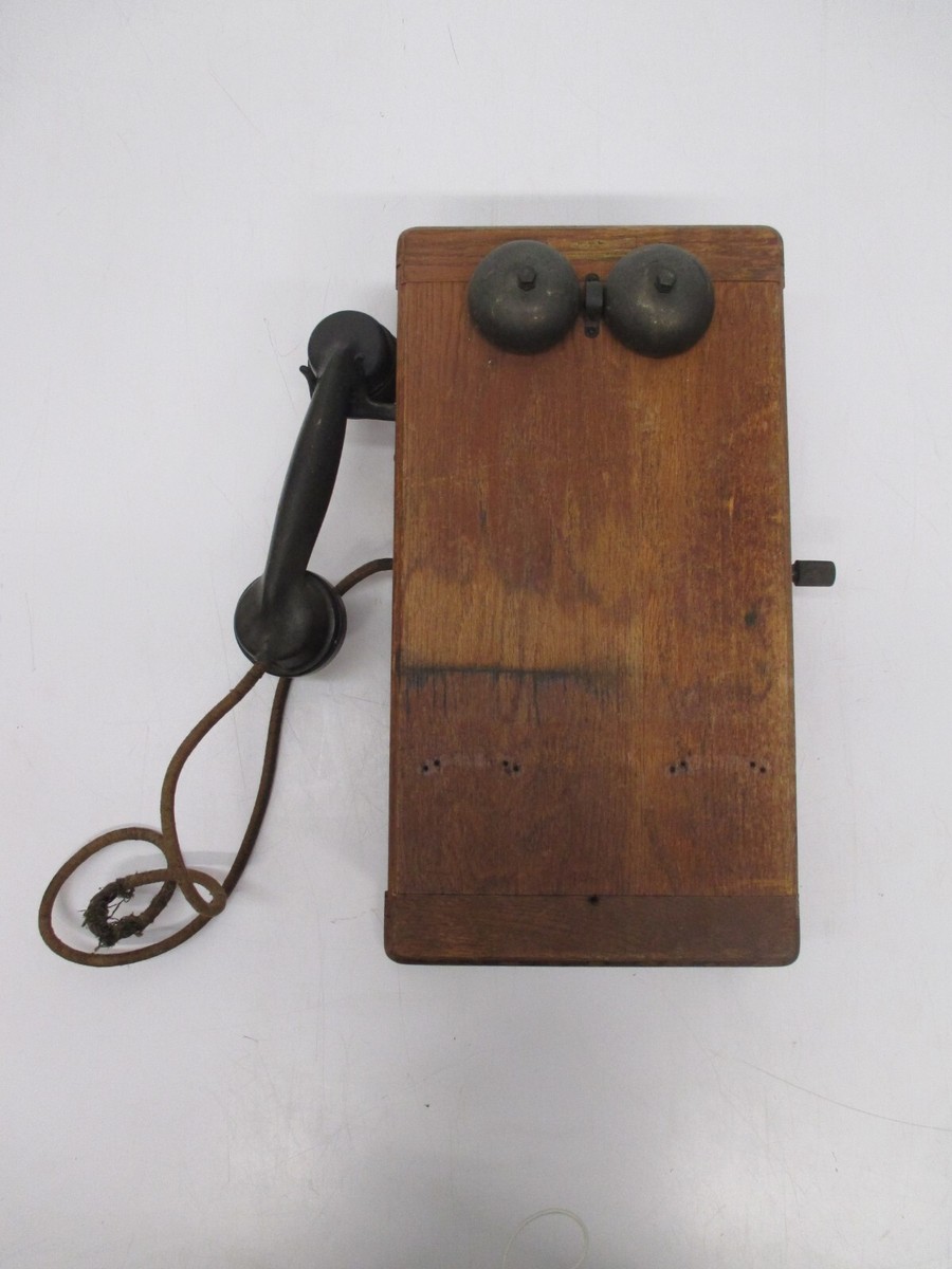 Vtg Antique Hand Crank Wall Telephone Phone Wooden Wood GEC