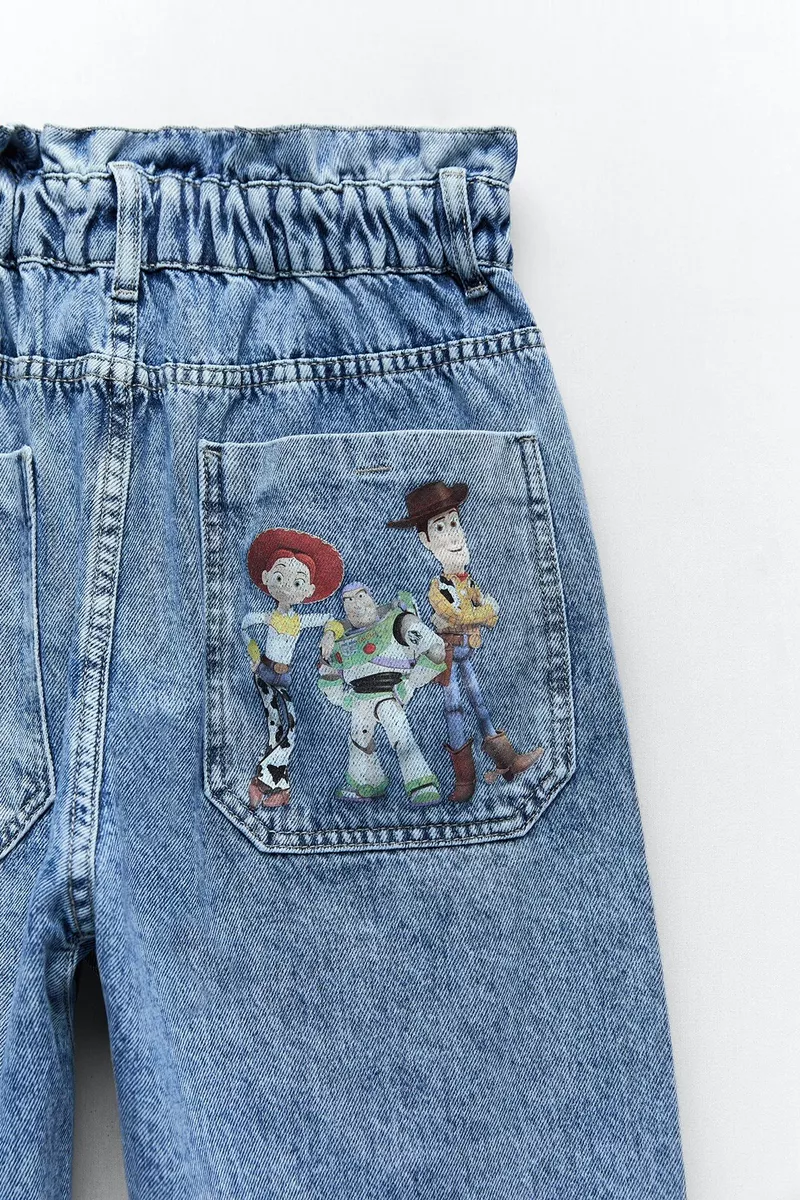 Zara Z1975 Baggy Pixar Disney Toy Story Denim Jeans High Rise Size 12 US 44