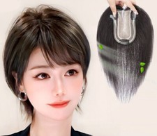 3.15"x4.7" Mono with Silk Parting 100 Human Hair Topper for Women Clip in 10"