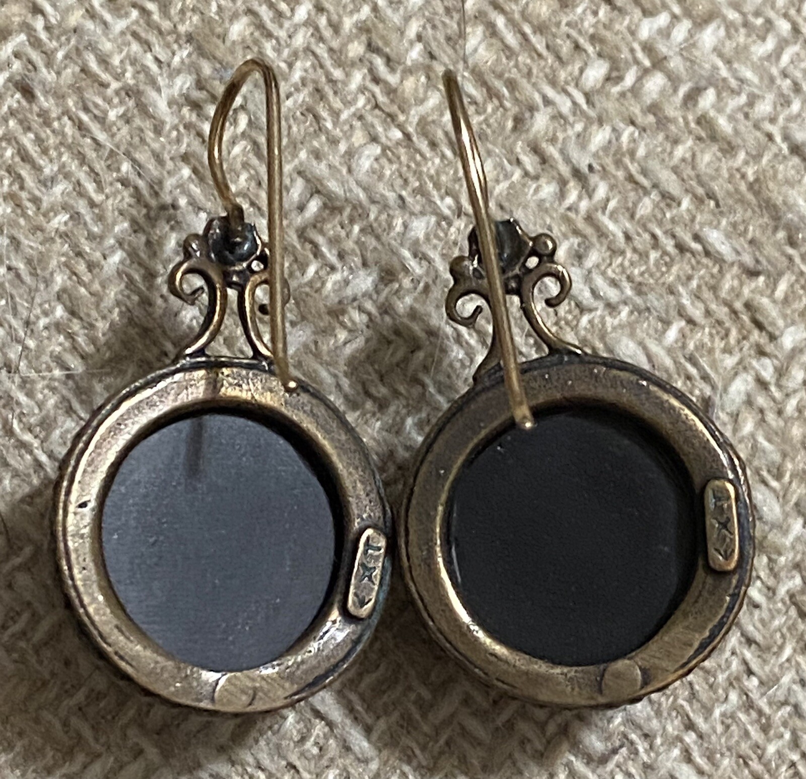 Vintage Extasia Black Cameo Face Bronze Dangle Drop Earrings eBay