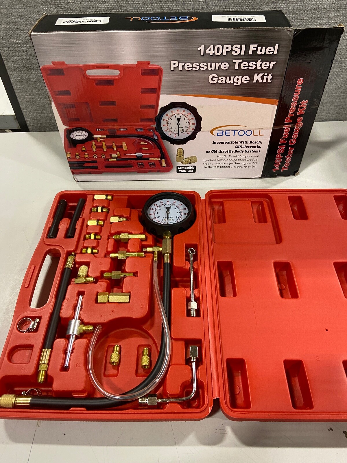 Betooll 140PSI Fuel Pressure Tester Gauge Kit eBay