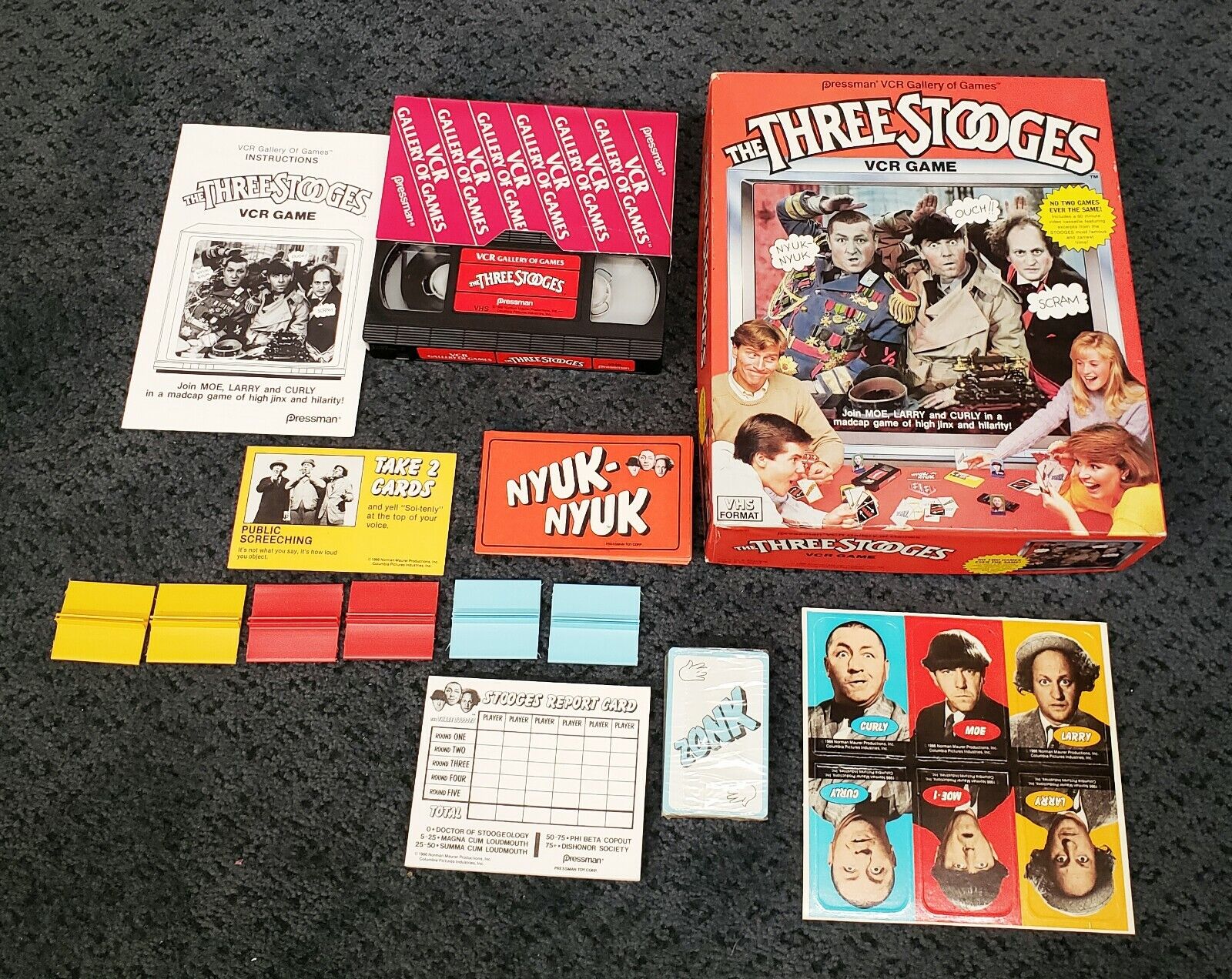 Three Stooges 1986 VCR Game Age 8 Pressman No 2 Games Ever The Same for sale online