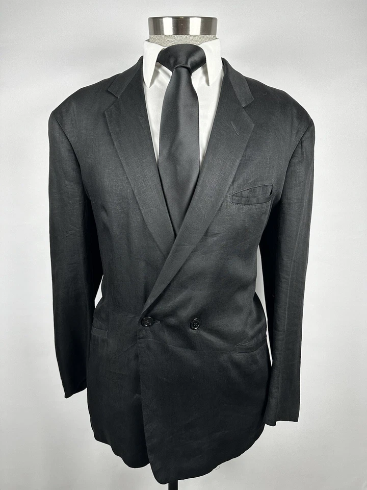 Chaqueta Blazer Italiana LBM Lubiam Black Herdmans 100% Lino Irlandés 40 EU 50 A038 Foto 2 de 4