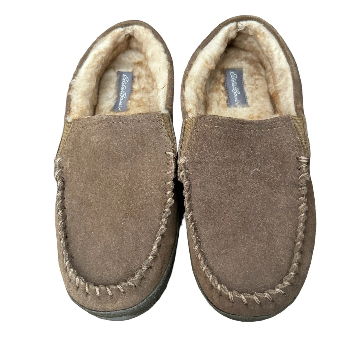 Eddie Bauer Men\'s Gray Suede Slip-On Moccasin with Shearling Trim Eddie Bauer Charcoal Gray Suede Faux Fur Slip on Moccasin  main image 3