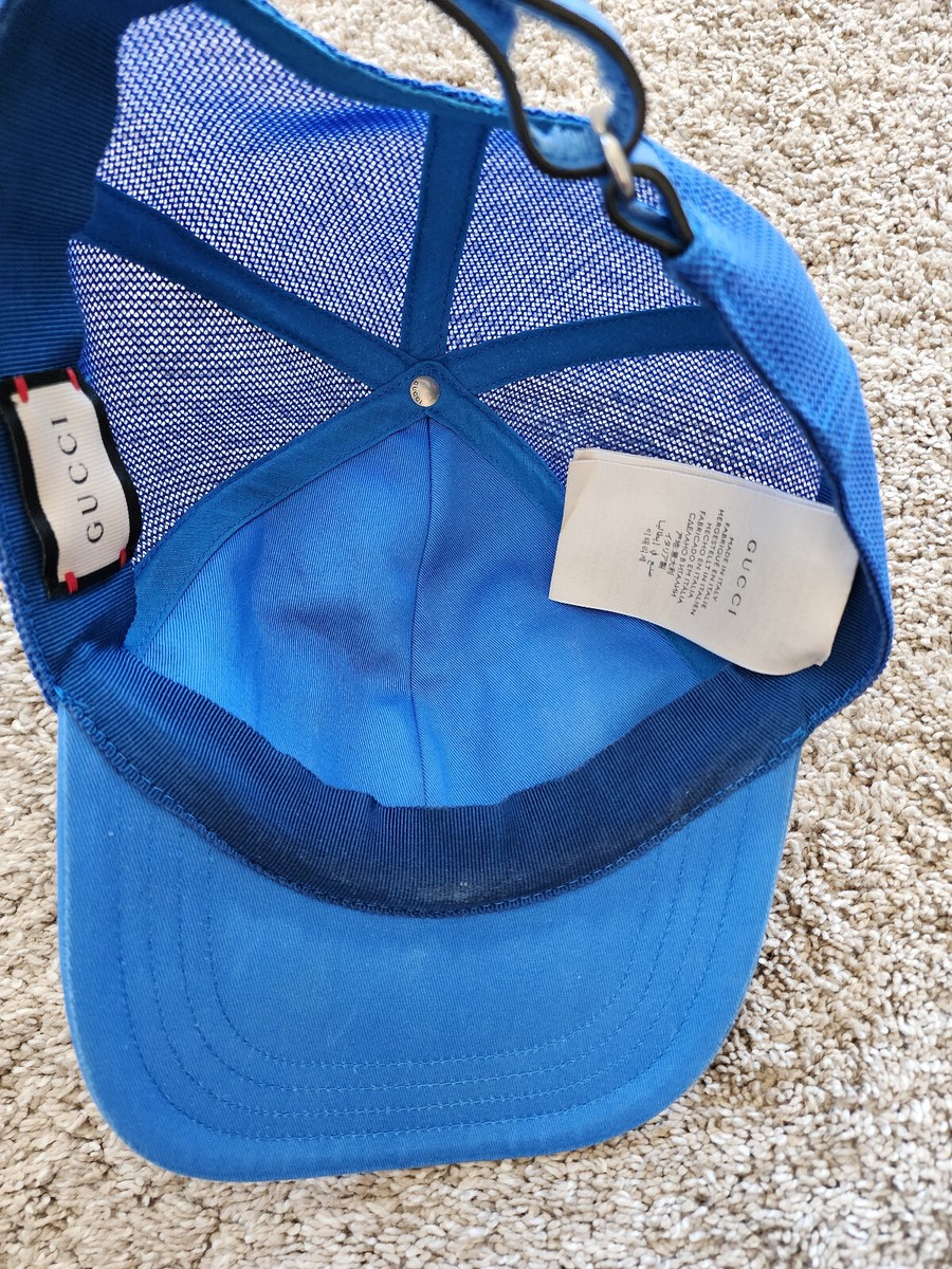Authentic GUCCI GG sz LARGE L Blue Baseball Hat White  display picture 2