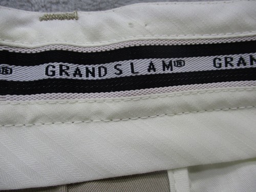 Grand Slam Chino Shorts Men's 36 Beige Solid Color 100% Polyester Pleated - Picture 7 of 11
