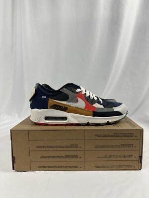 Nike Air Max 90 AM90 Legacy Scrap College Navy Bone Red DJ4878-400 Womens Sz 9.5