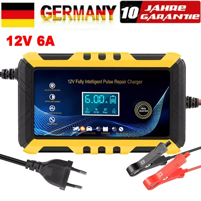 MARKENLOS Cargador de Batería Inteligente Coche Impulso Reparación Cargador de Conservación 12V 6A