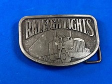 Vintage Raleigh Lights Cigarettes Big Rig Truck Driver Advertising Belt Buckle