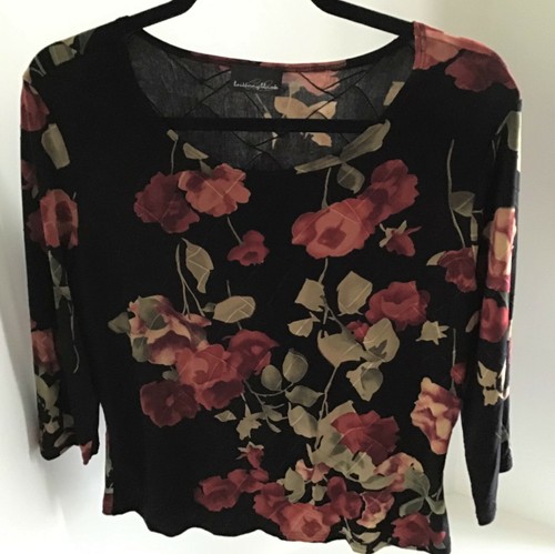 Brittany Black Womens Blouse SUPER ELEGANT Evening Wear Stretch Sheer S/M USA - Picture 7 of 12