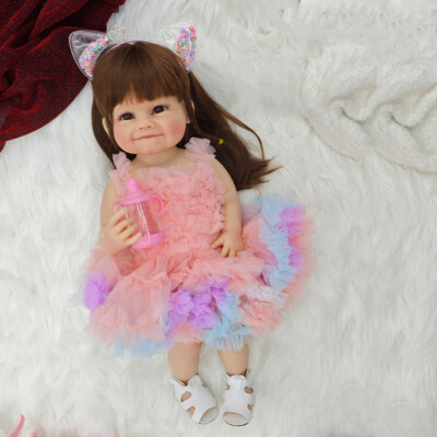 22 inch Full Body Vinyl Reborn Baby Doll Smiling Girl Princess Toddler Realistic