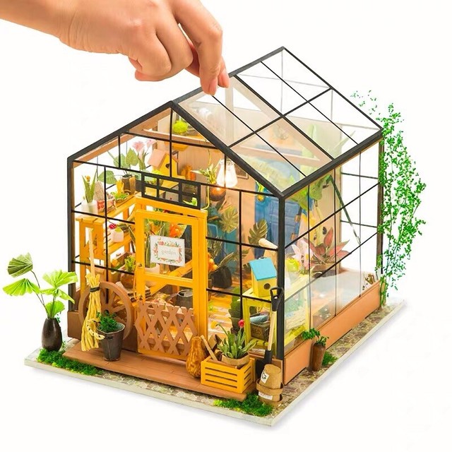 Miniature Dollhouse Greenhouse Garden DIY Kit with LED eBay
