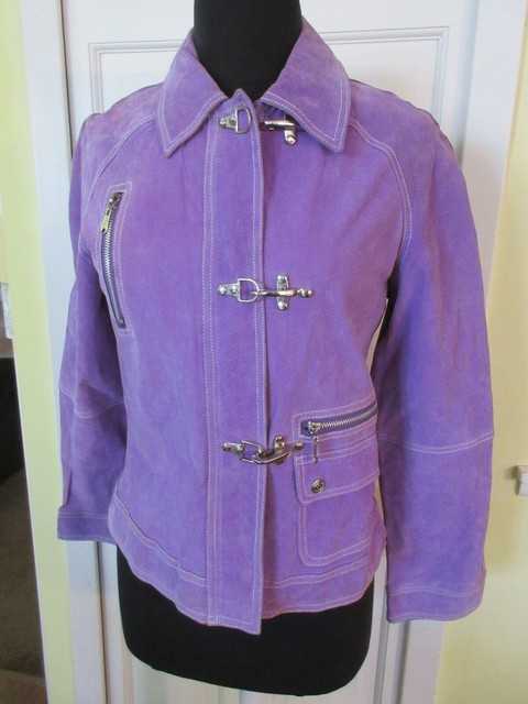 MARCELLE RENEE LEATHER JACKET LAVENDER W/POLKA DOT LINING SZ LARGE NEW NWT! | eBay