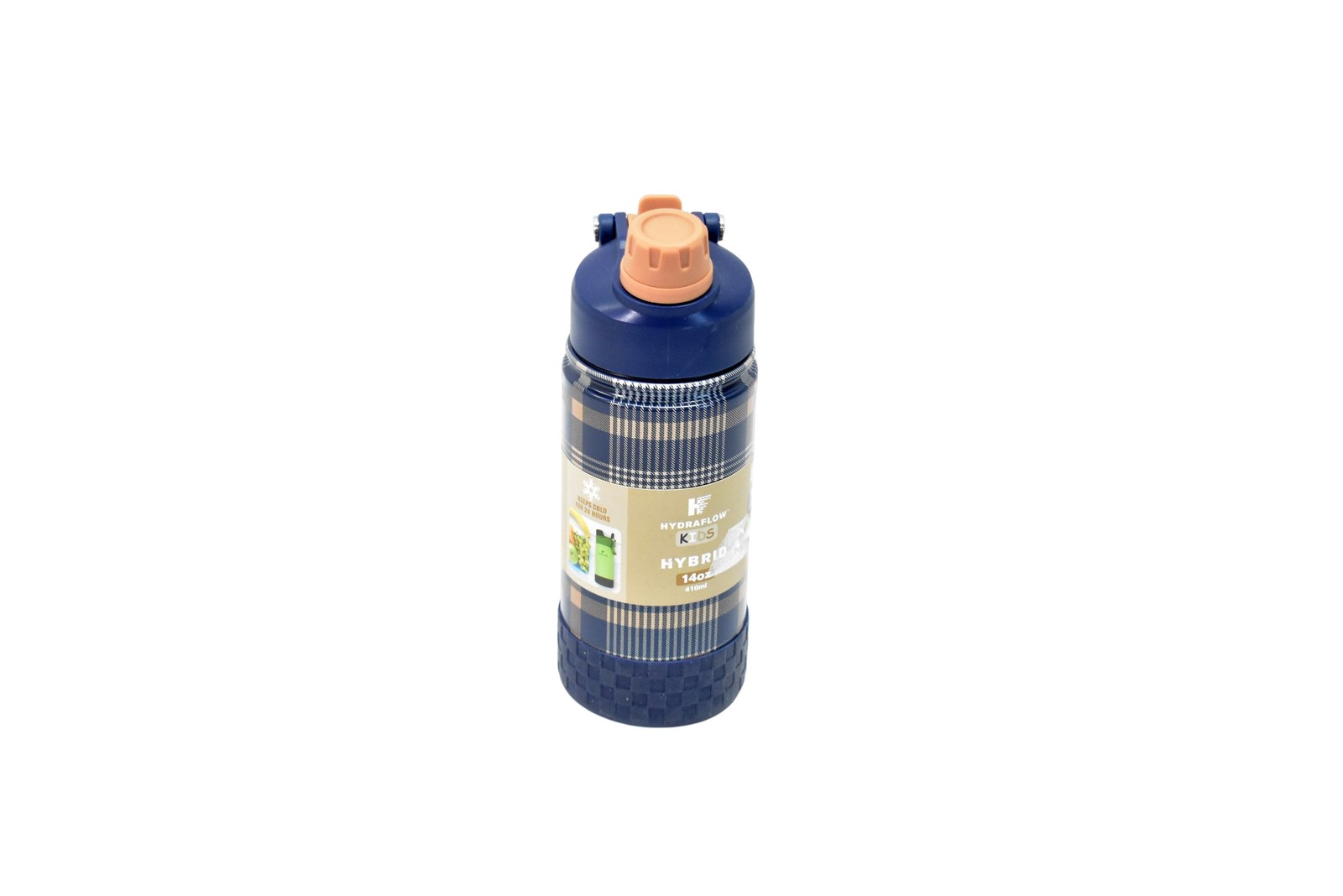 14oz Blue Plaid Insulated Straw Lid Spill Proof
