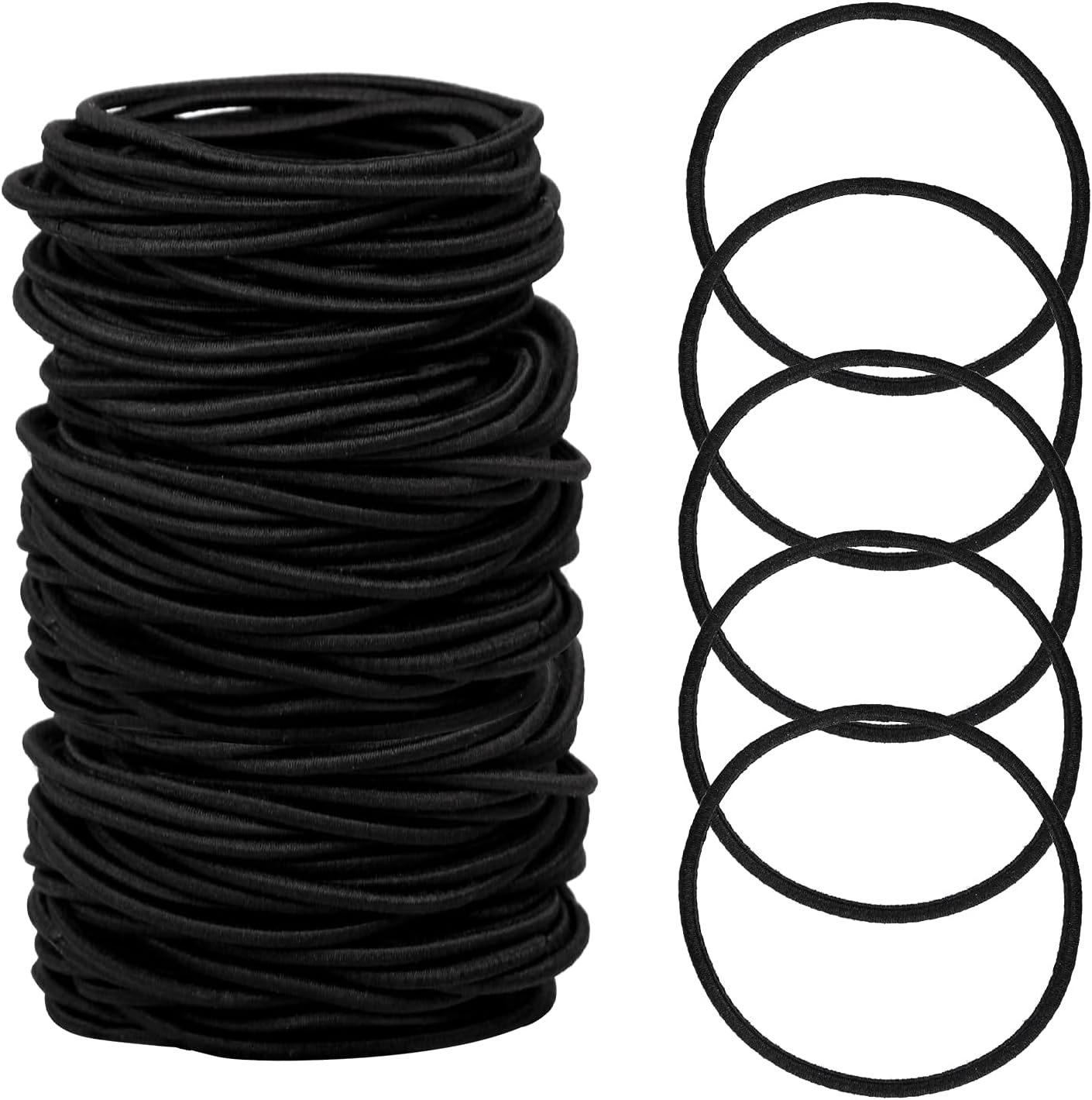 100Pcs Black Elastic Hair Bands, Small Hair Bobbles for Women, 2Mm Thin Hair Tie