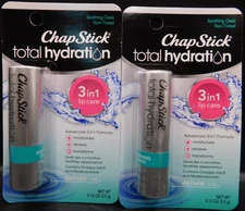 Lot Of 2 Chapstick Total Hydration 3 In 1 Lip Care 0.12oz Ea New & Sealed