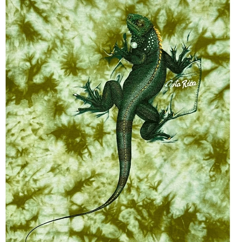 Camiseta Tropic Joe's Talla 10 Verde Tie Dye Iguana Gráfico 3D Informal Playa Tropical Foto 4 de 4