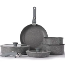 Non Stick Pot and Pan Set with Removable Handle, Ceramic Cookware Set Detacha...