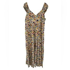 Old Navy Floral Tiered Fit & Flare Smocked Tie Back Cottage Core Maxi Dress