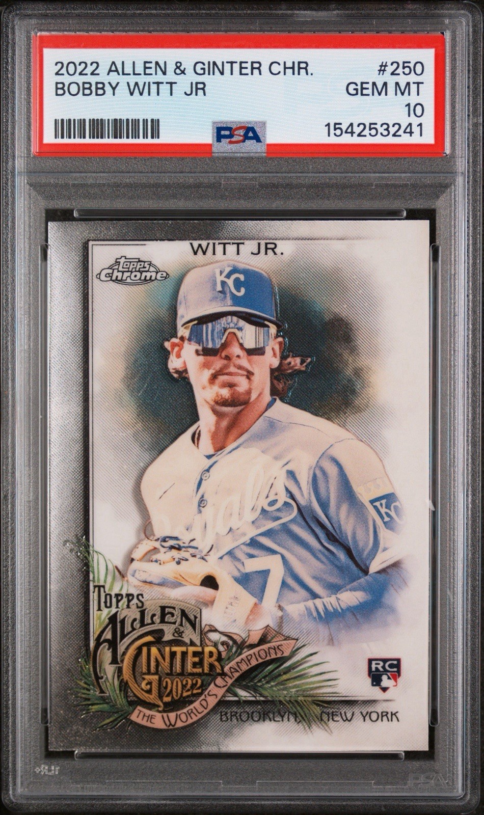 2022 Topps Allen & Ginter Chrome - Bobby Witt Jr. #250 (RC) PSA 10