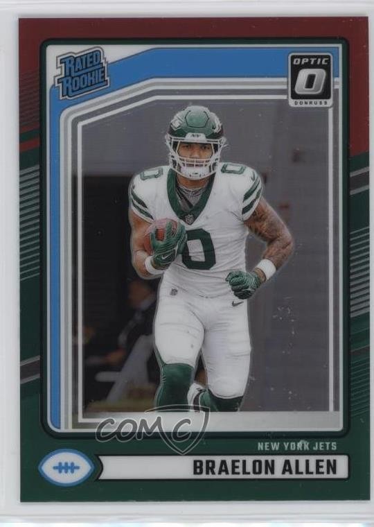 2024 Donruss Rated Rookie Optic Preview Red & Green Prizm Braelon Allen 19o9