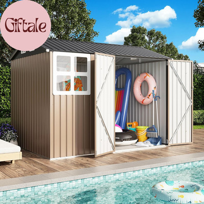 8X6Ft Outdoor Storage Shed with Clear Window, Tool Shed with Breathable Vent and