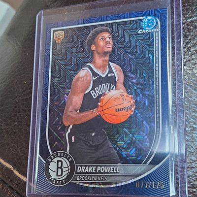 TOPPS 2025-26 BOWMAN CHROME DRAKE POWELL NETS #BCV-22 NAVY 77 /175 Geometric Rc