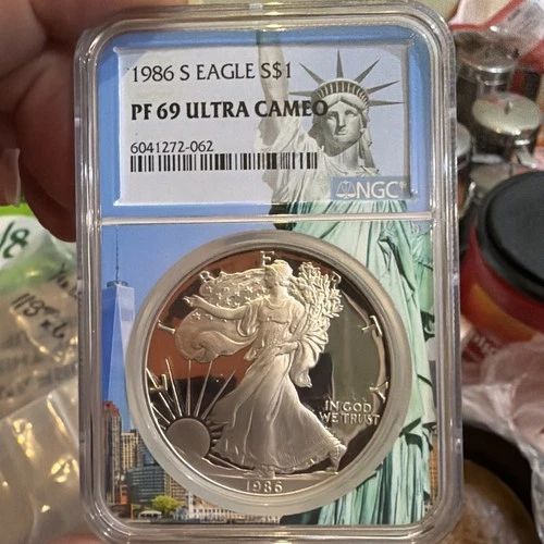 1986-S American Silver Eagle PF69 Ultra Cameo NGC Special Statue Liberty Slab