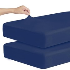 Stretchy Crib Sheets 2 Pack Navy Blue Fitted Standard Mattress 52x28 Inch