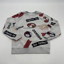 Marvel Spider-Man Primark Sweater Youth Boy Aop Logo Grey.. 33842