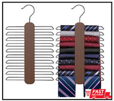 Wood Tie Rack Holder Necktie Belt Hanger Organizer Storage Rack Space Saver